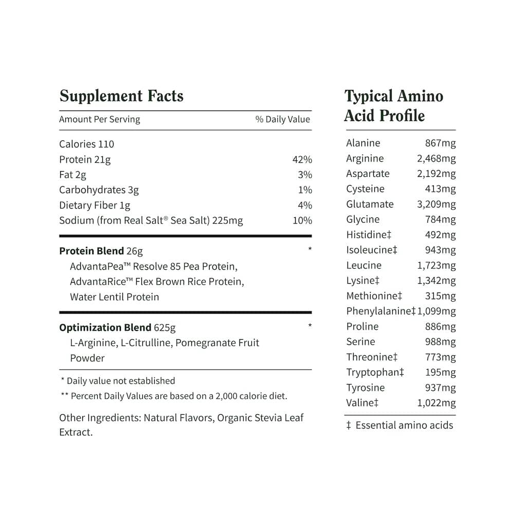 Protéine végétale avec booster d'oxyde nitrique - Chocolat Facts Image