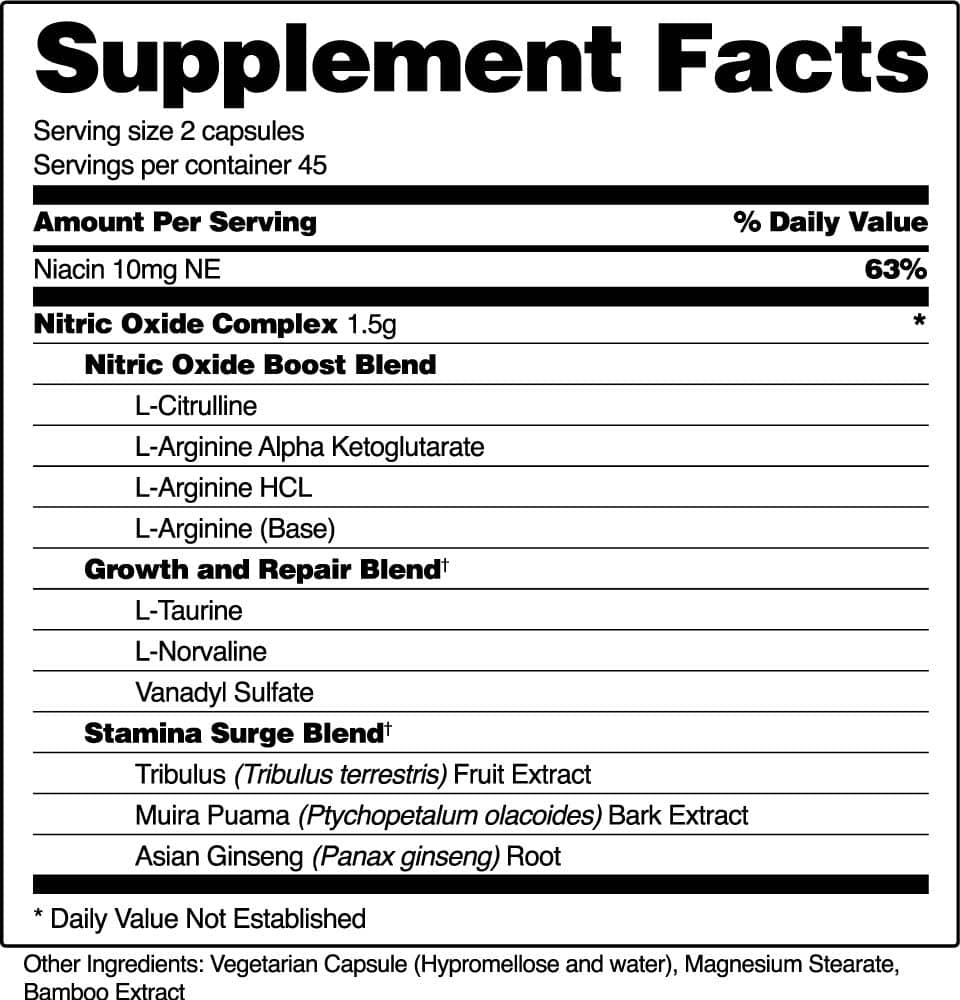 Nitric Oxide Booster (90ct) Facts Image