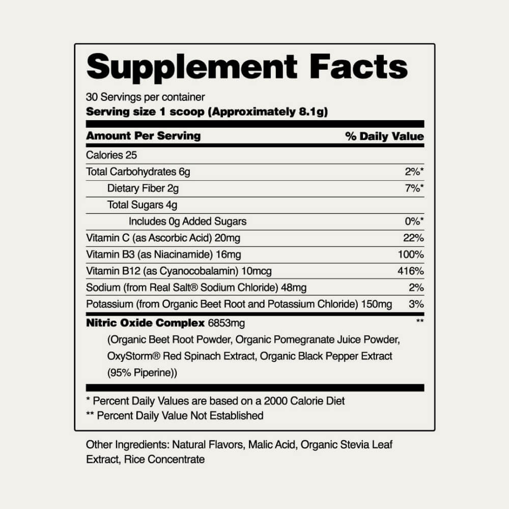 Nitric Oxide Organic Beets - Original Berry Flavor - 6 Month Supply Facts Image