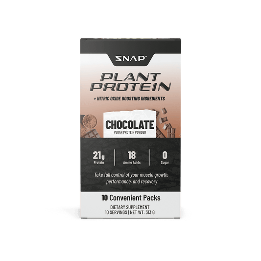 Pack de bâtonnets de protéines végétales avec booster d'oxyde nitrique (10 unités) - Chocolat