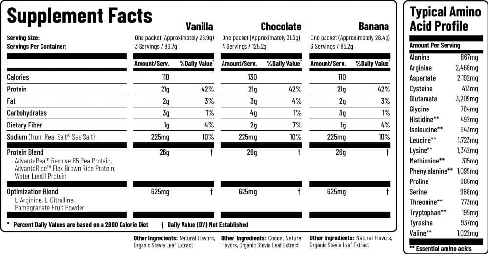 Pack de bâtonnets de protéines végétales avec booster d'oxyde nitrique (10 unités) - Pack varié Facts Image