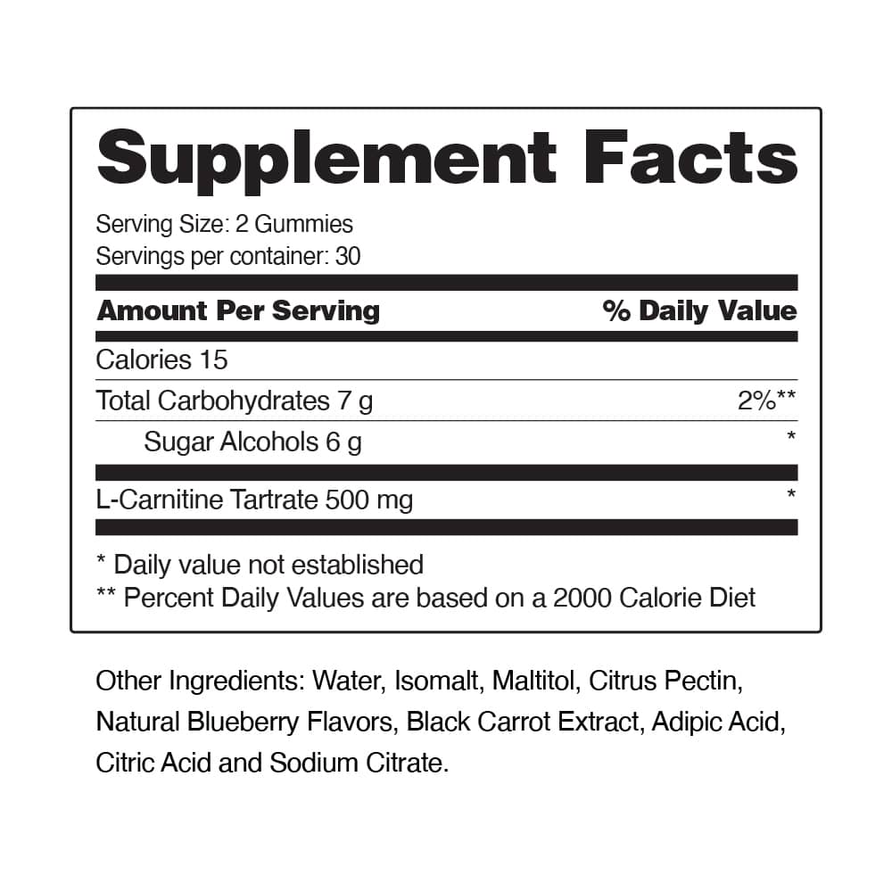 L-Carnitine Sugar-Free Blueberry Gummies Facts Image