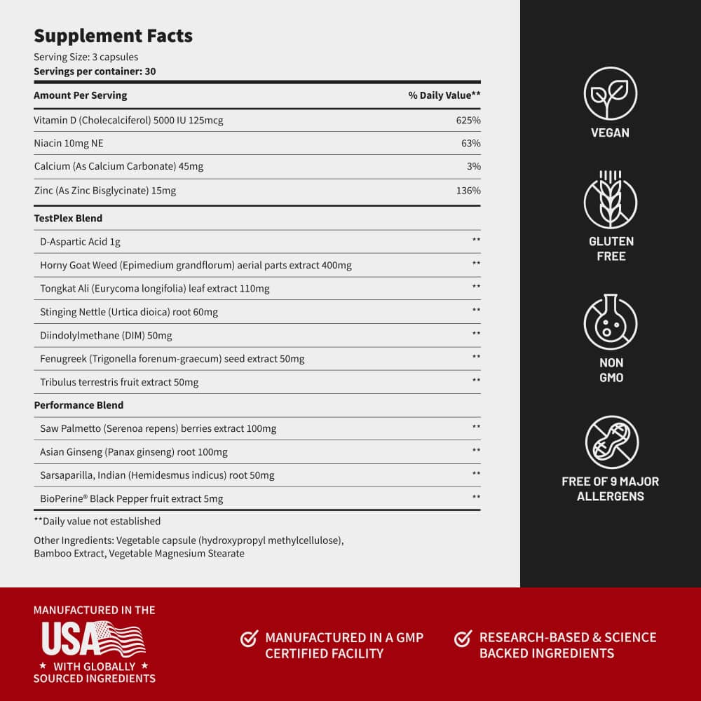 Testo Booster Supplement Facts