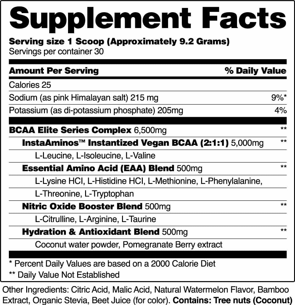 Poudre de BCAA (saveur grenade et pastèque) Facts Image